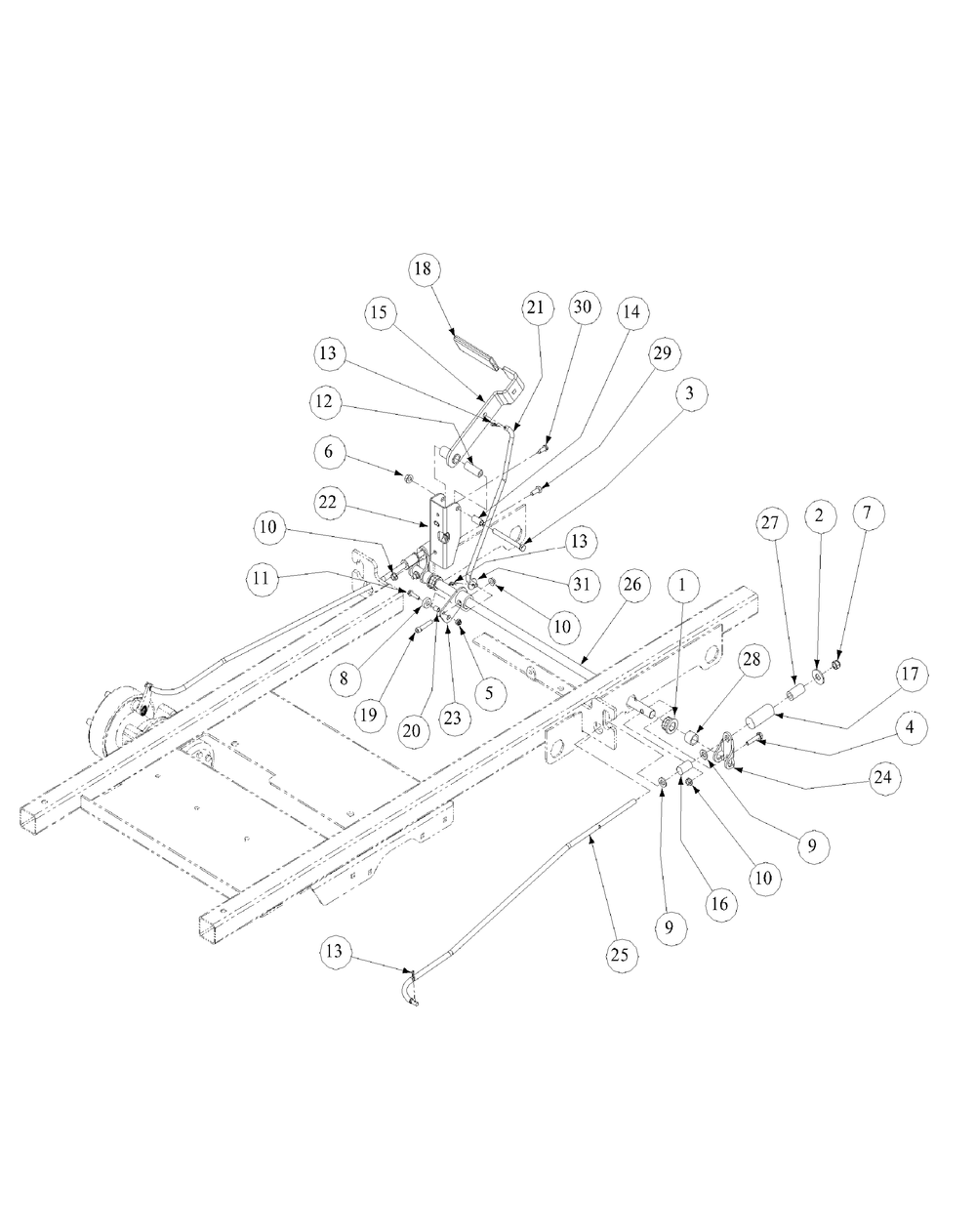 Brake Assembly Diagram and Parts List for M72-GN33 53BB5FJZ750-33HP-OHV Cub Cadet Lawn Tractor